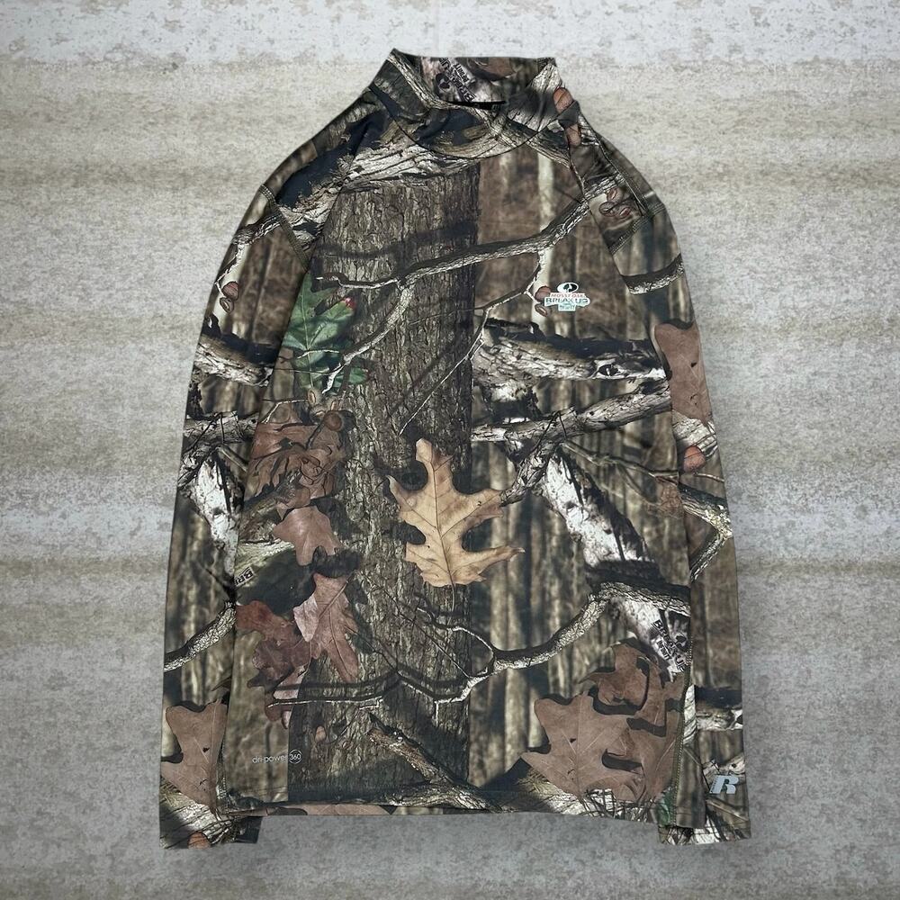 Vintage 90s Mossy Oak Shirt Mens M Hunting Camo Polyester Long Sleeve Woodland